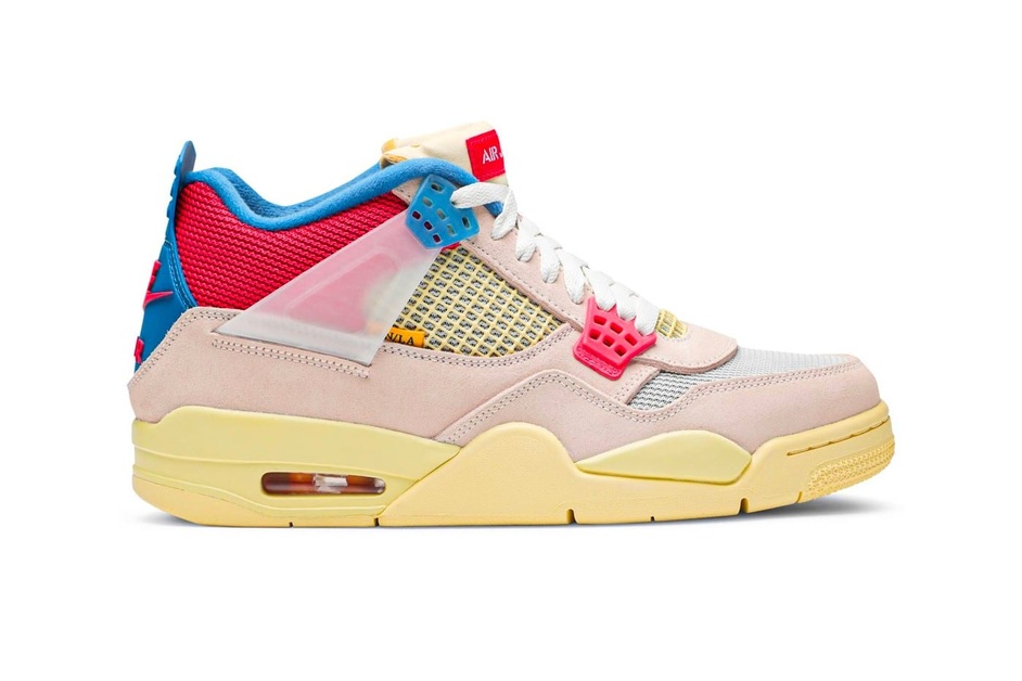 Union x Air Jordan 4 Guava Ice/Light Bone-Blue-Light Fusion Red