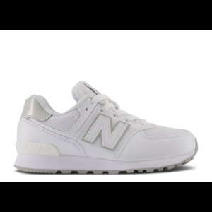 New Balance 574 Little Kid Wide 'White Silver Metallic' | PC5742BE-W