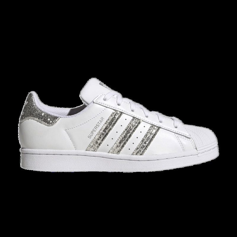 Adidas superstar white silver sales glitter