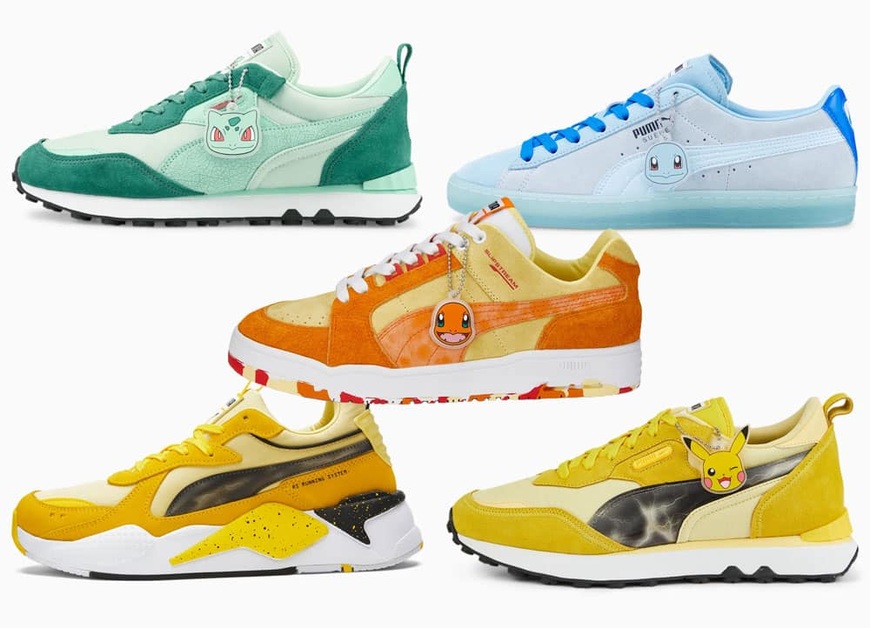 Starter Pokemon from Kanto appear in the Pokemon x PUMA Collection