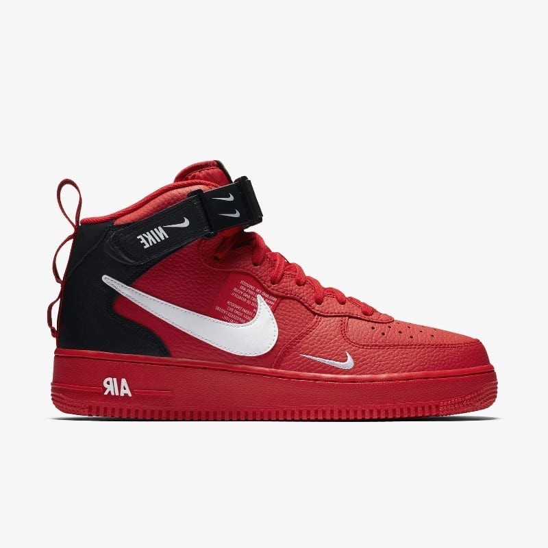 Nike Air Force 1 '07 LV8 Mid Sneakers in Red and Black