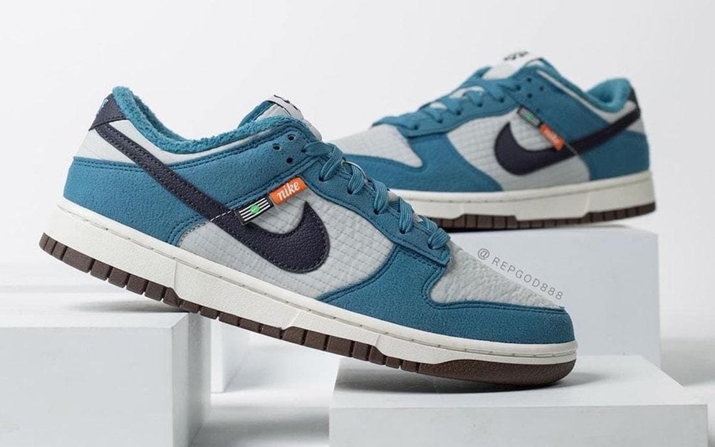 Zwei Nike Dunk Low „Toasty“ in Blau und Olivgrün entdeckt