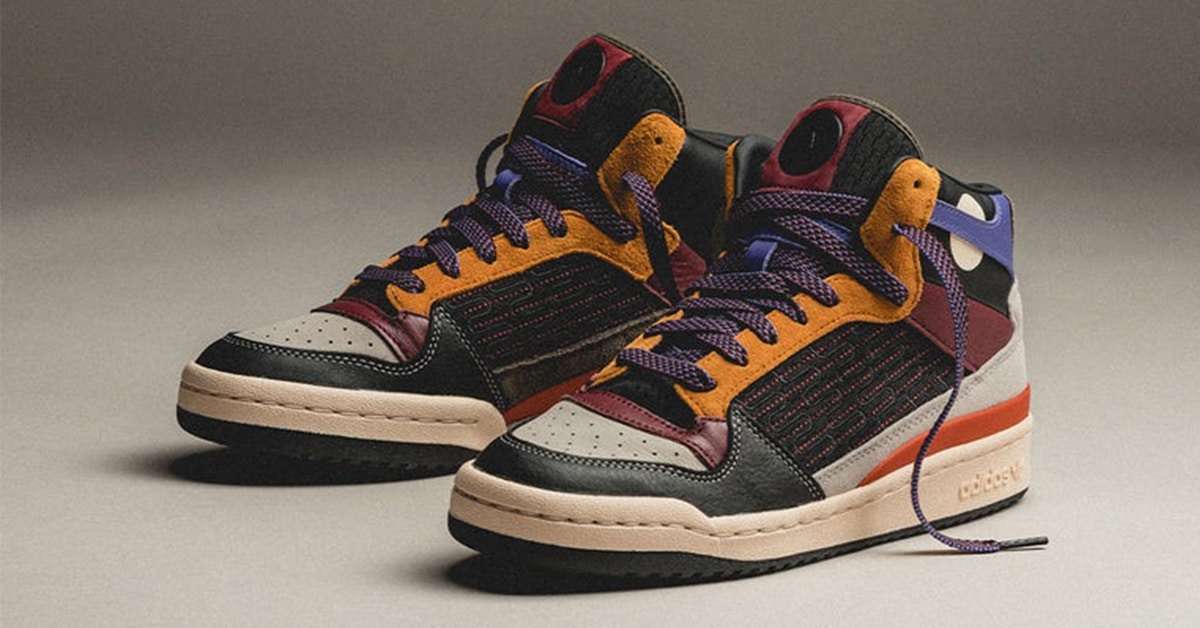 Patchwork-artige Textilien bedecken den neusten adidas Forum Mid