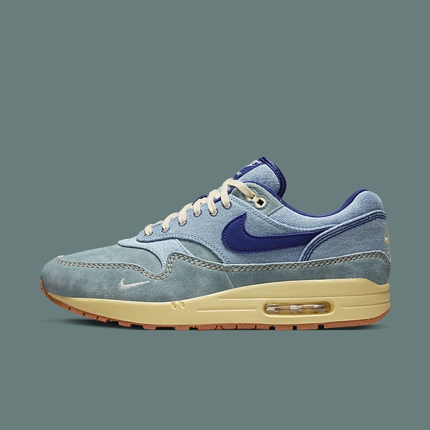 Denim und Wildleder decken den neusten Nike Air Max 1 Premium „Mineral Slate“