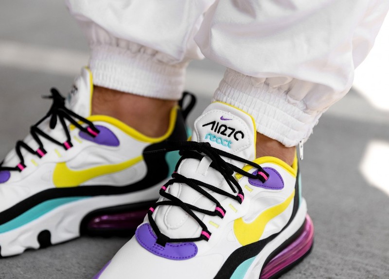 Nike Air Max 270 React Bright Violet Geometric Art shoes 