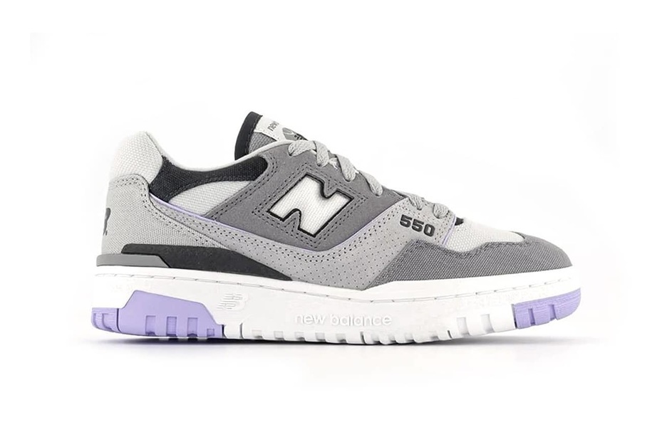 Lavendel-Hits erscheinen auf einem rauchigen New Balance 550 „Incense“