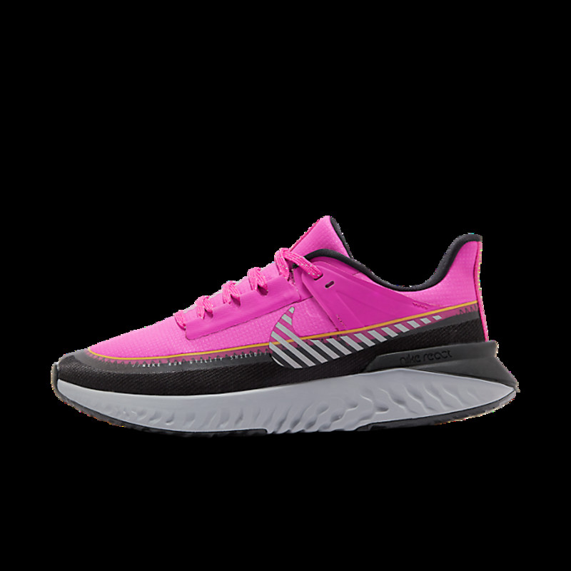 Womens Nike Legend React 2 Shield 'Fir Pink' Fire Pink/Metallic Silver WMNS | BQ3383-600