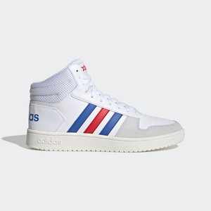 adidas Hoops 2.0 Mid White Blue Red | EE7382