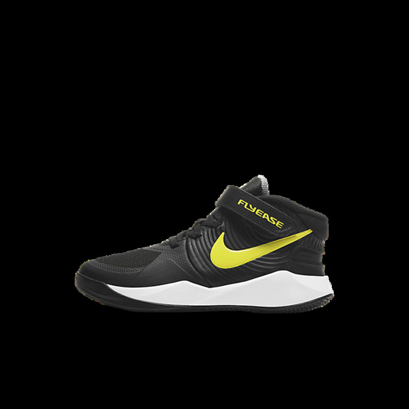 Kids Nike Team Hustle D9 FlyEase PS 'Black High Voltage' Black/White/Smoke Grey/High Voltage | BV2951-013