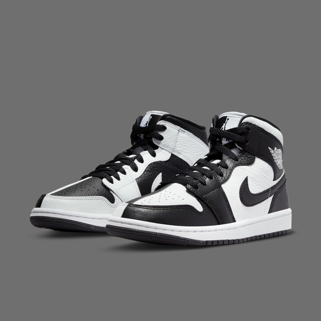 Geteilter Air Jordan 1 Mid in Schwarz und Weiß