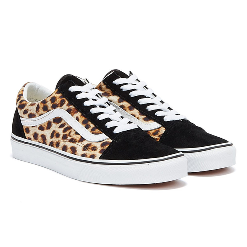 Vans old skool womens black clearance leopard