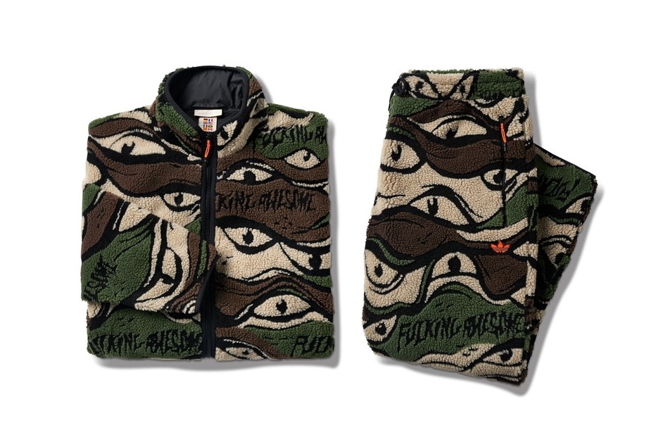 Zweiteilige Sherpa Camo-Kollaboration von adidas und Fucking Awesome