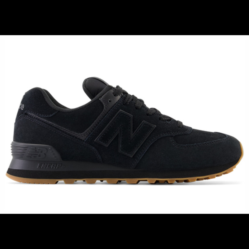 New balance 574 hot sale black leather gum