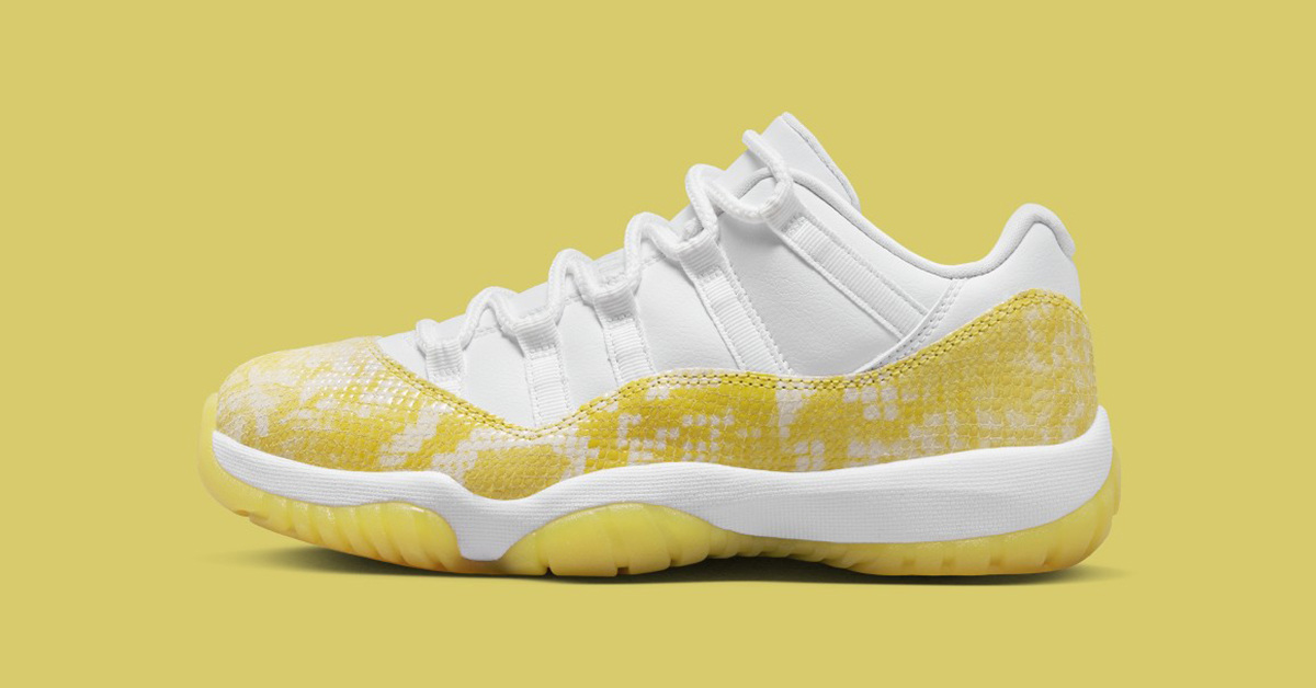 So sieht der Air Jordan 11 Low WMNS „Yellow Snakeskin“