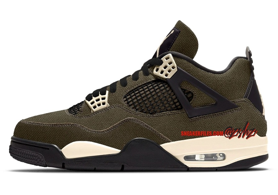 Der dritte Air Jordan 4 „Canvas“ erscheint in einem „Olive“ Colorway