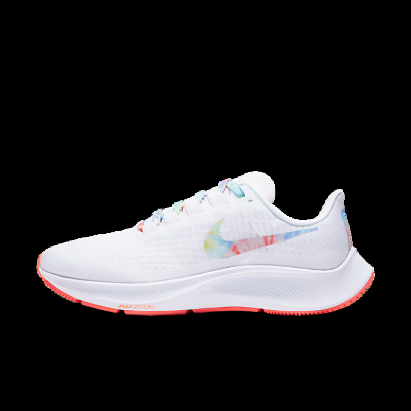 Womens Nike Air Zoom Pegasus 37 'Tie-Dye' White/Bright Mango/Multi-Color WMNS | DD9667-100