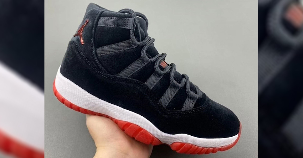 The Air Jordan 11 ‘Bred Velvet’ brings a classy velvet look into play