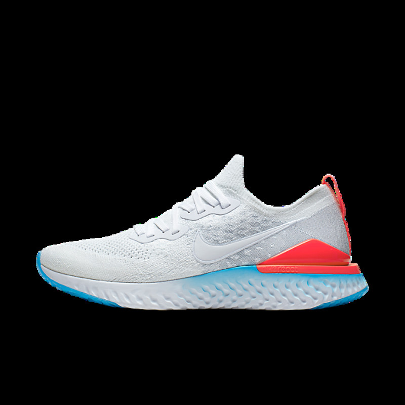 Nike Epic React Flyknit 2 White Blue Hero Crimson | CJ7794-146