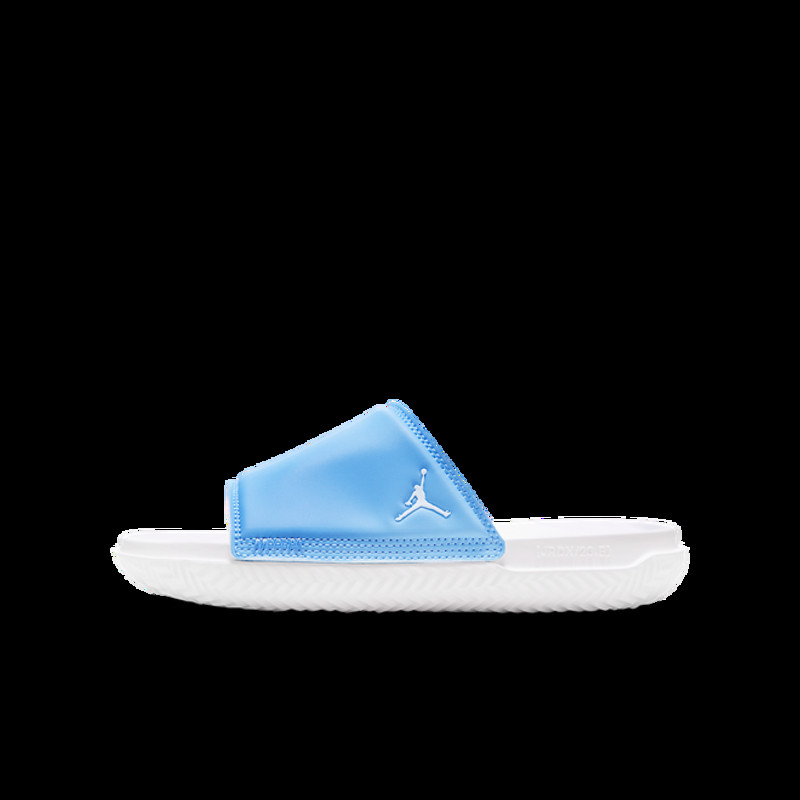 Jordan slides blue store and white