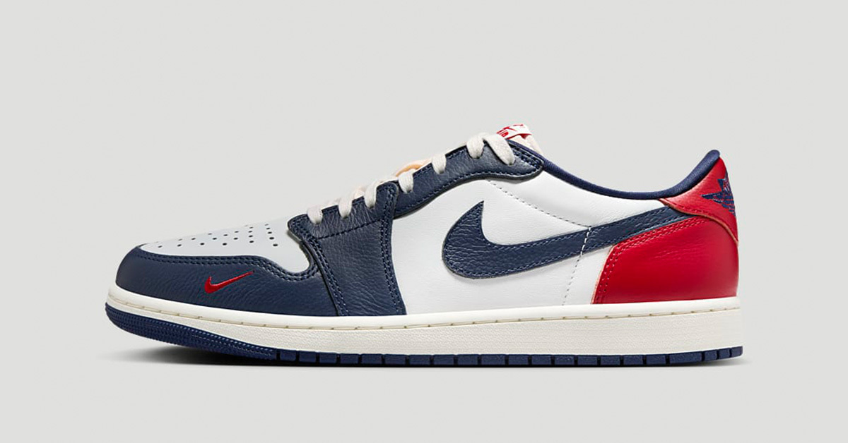 Weiß, Blau und Rot erscheinen auf dem Air Jordan 1 Low OG „Howard University“ PE