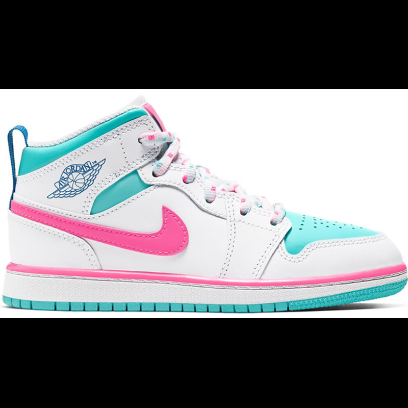 Jordan 1 Mid White Pink Green Soar (PS) | 640737-102