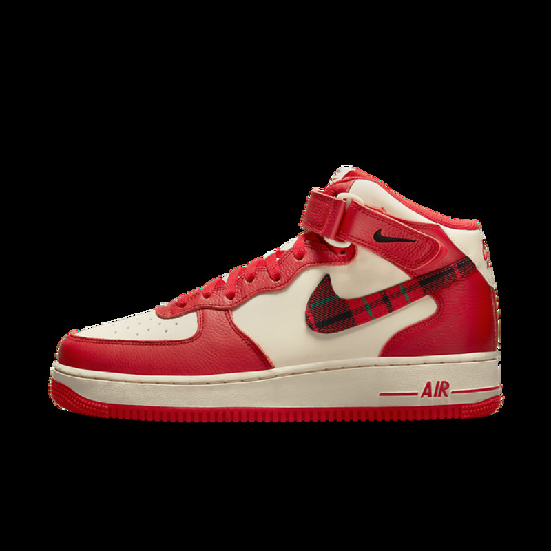 Nike Air Force 1 Mid Plaid Cream Red DV0792-101