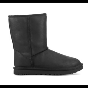 UGG Classic Short Leather Boot Women Black | 1016559-BLK