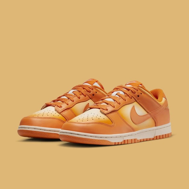 Bei dem Nike Dunk Low „Magma Orange“ findet ihr sanfte Farbverläufe