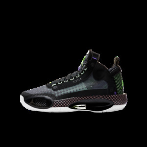 Kids Air Jordan 34 GS 'Halftone Dots' Black/White/Vapor Green Big Kids Basketball | BQ3384-013