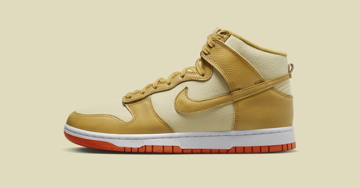 So sieht der Nike Dunk High „Gold Canvas“ aus