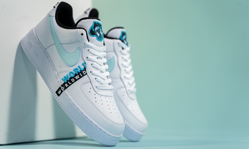  Nike Men's Shoes Air Force 1 '07 LV8 Worldwide Pack - Glacier  Blue CK6924-100 (Numeric_9_Point_5)