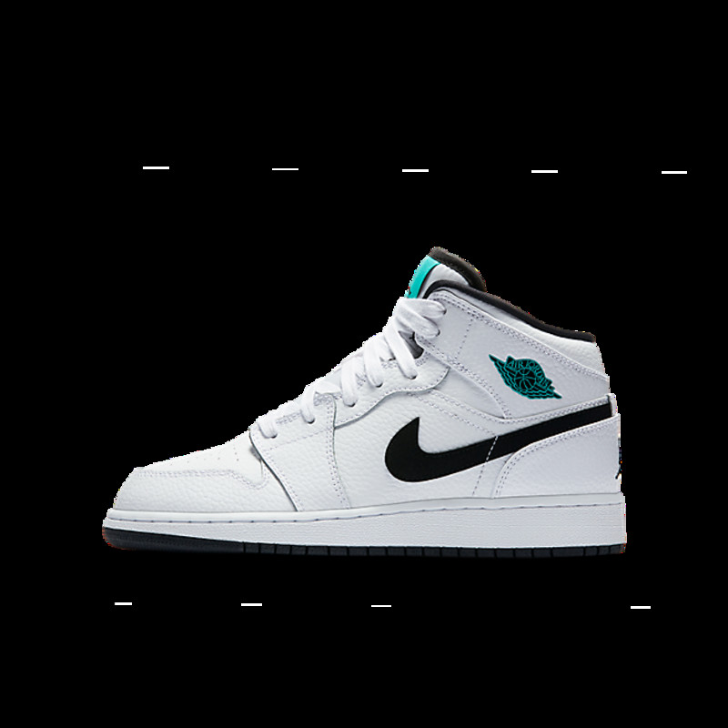 Jordan 1 Retro Mid White Black Hyper Jade (GS) | 554725-122
