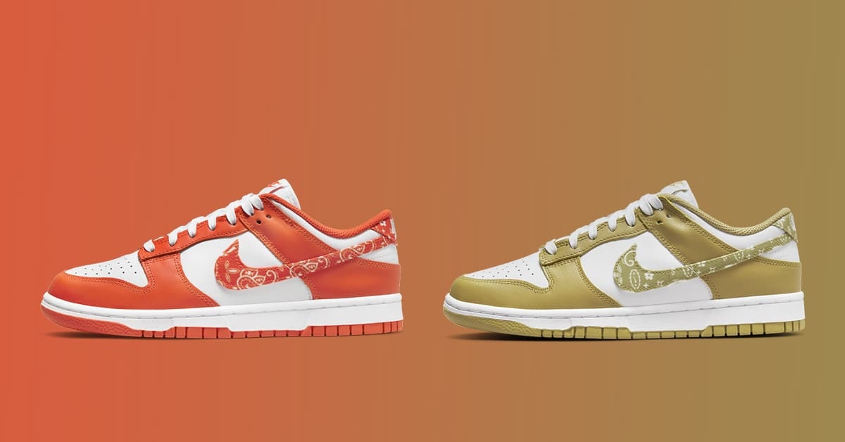 Two More Nike Dunk Low "Paisley" in "Orange" and "Barley"