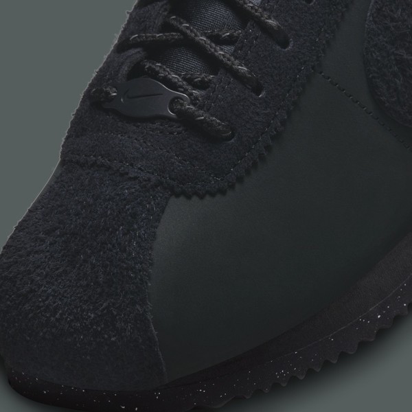 Nubuck and Shaggy Suede on the Triple Black Nike Premium Cortez PRM