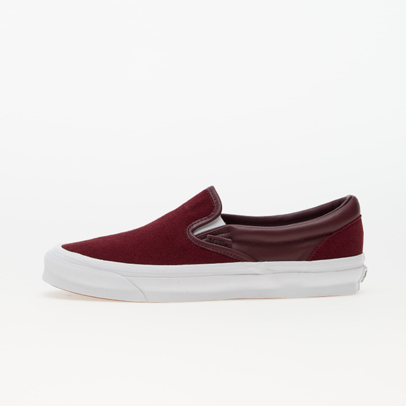 Vans red deals leather slip on