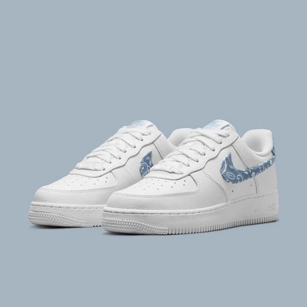 Women's Exclusive Nike Air Force 1 Now with Paisley Prints in "Worn Blue"