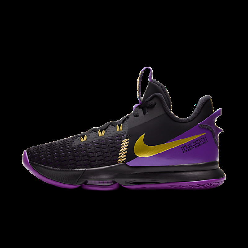 Nike LeBron Witness 5 'Lakers' Black/Metallic Gold/Fierce Purple | CQ9381-001