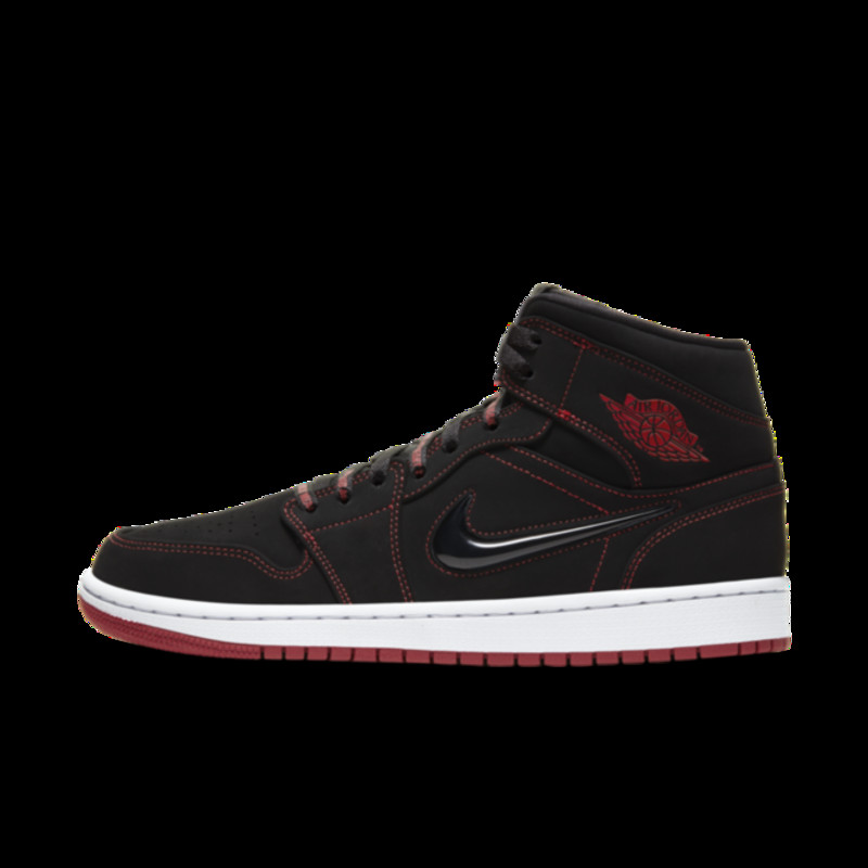 Air jordan 1 mid fearless black and red best sale