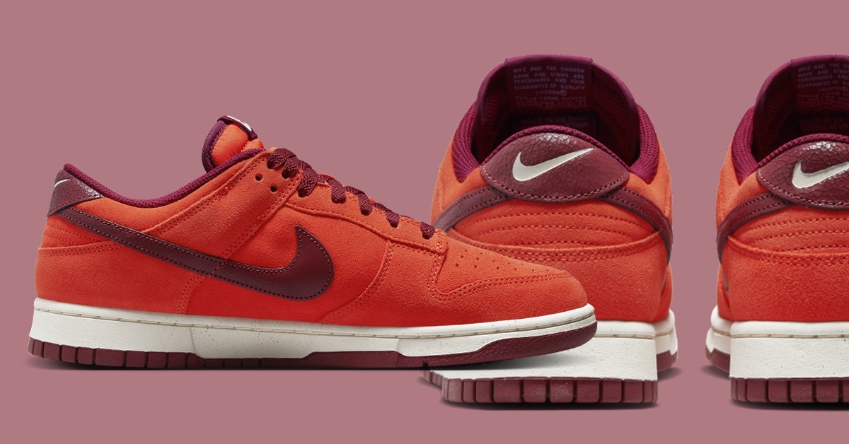 Sonniges Orange und Wildleder vervollständigen diesen Nike Dunk Low