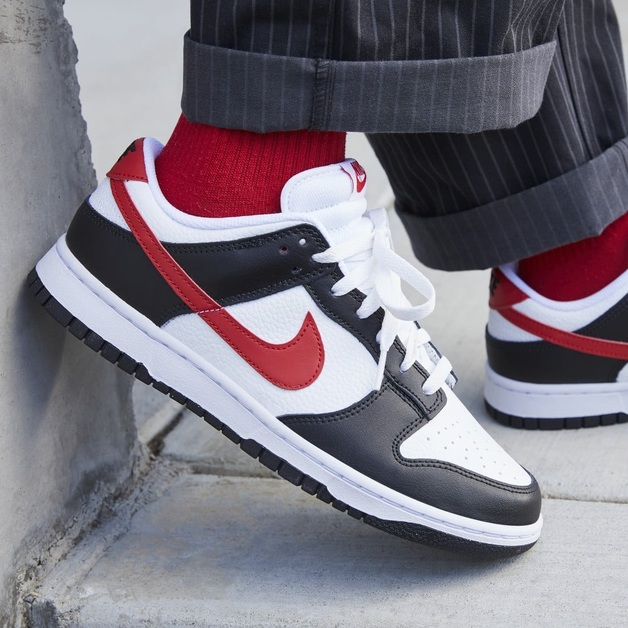 Red Swooshes Appear on the Nike Dunk Low "Panda"