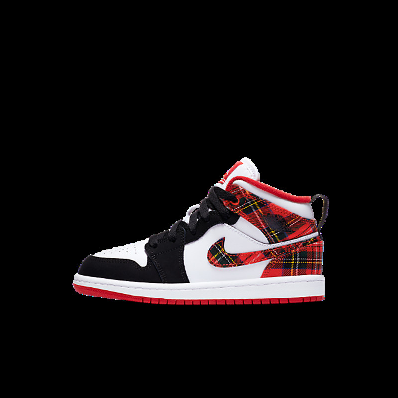 Kids Air Jordan 1 Mid PS 'Bad Santa' University Red/Black-White Basketball | 640734-607