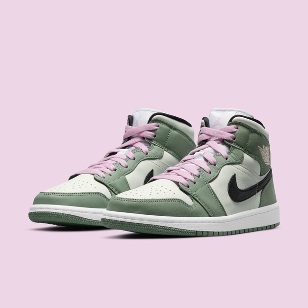 Air Jordan 1 Mid SE „Dutch Green“ mit rosa Laces