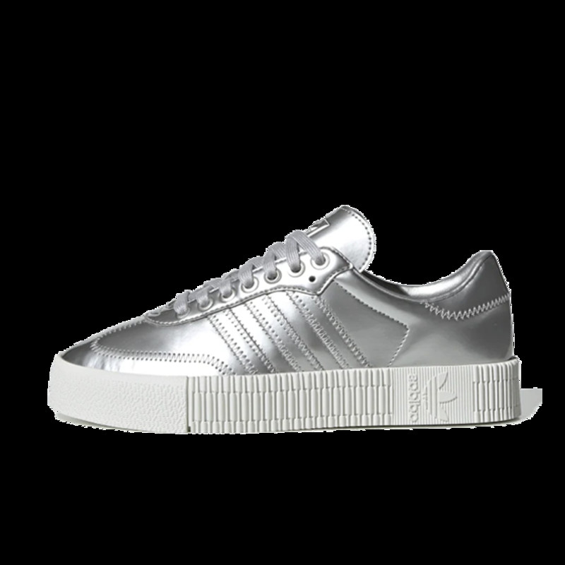 Adidas sambarose white silver hot sale metallic