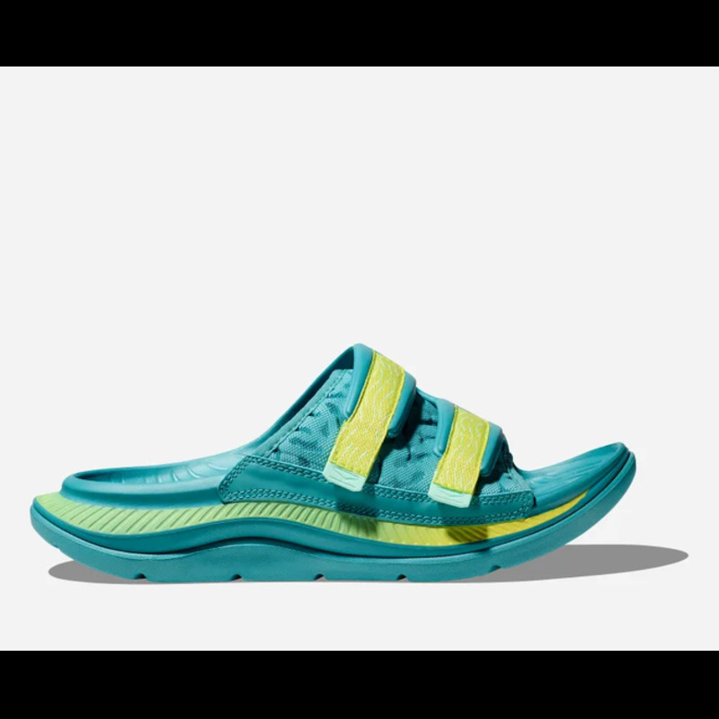 HOKA Ora Luxe Sandal in Ocean Mist/Citrus Glow, Size 2.5 | 1134150-OMCG-03/05