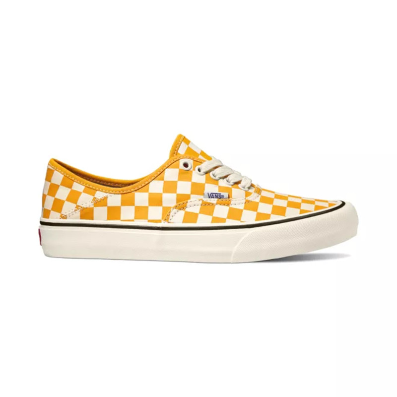 Yellow and white checkerboard slip best sale on vans