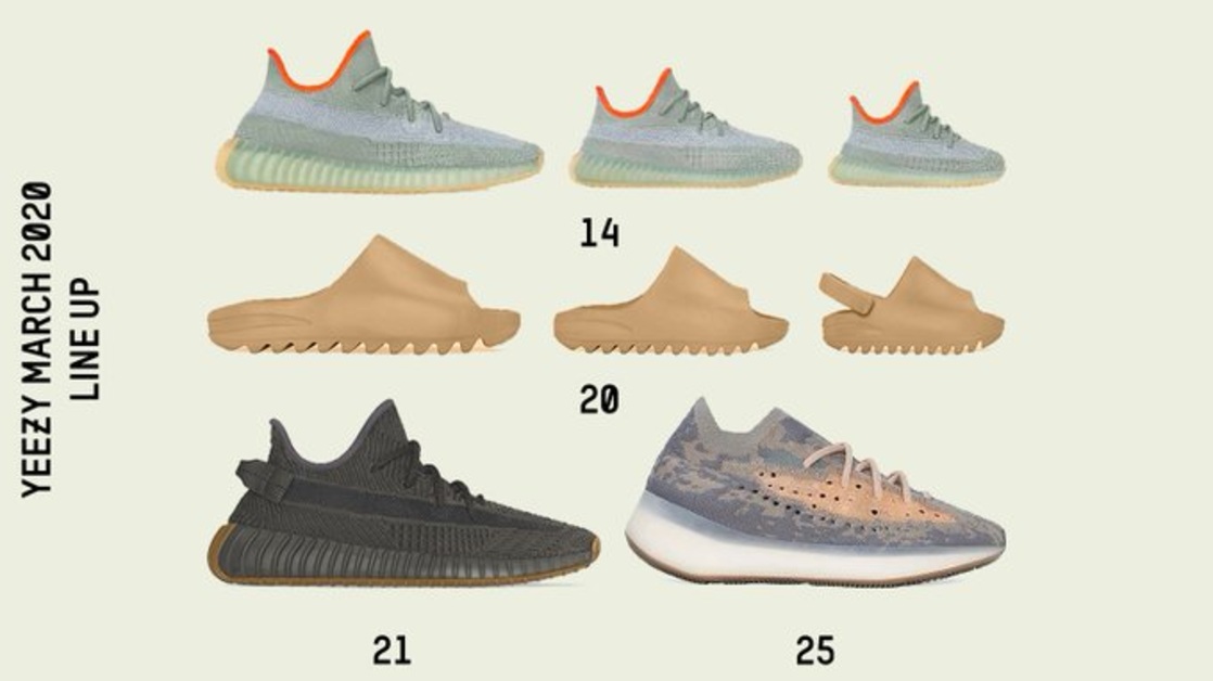 The Yeezy Line-Up in March 2020
