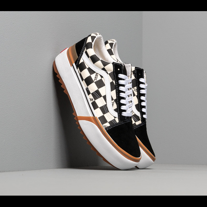 Vans old 2025 skool checkered white