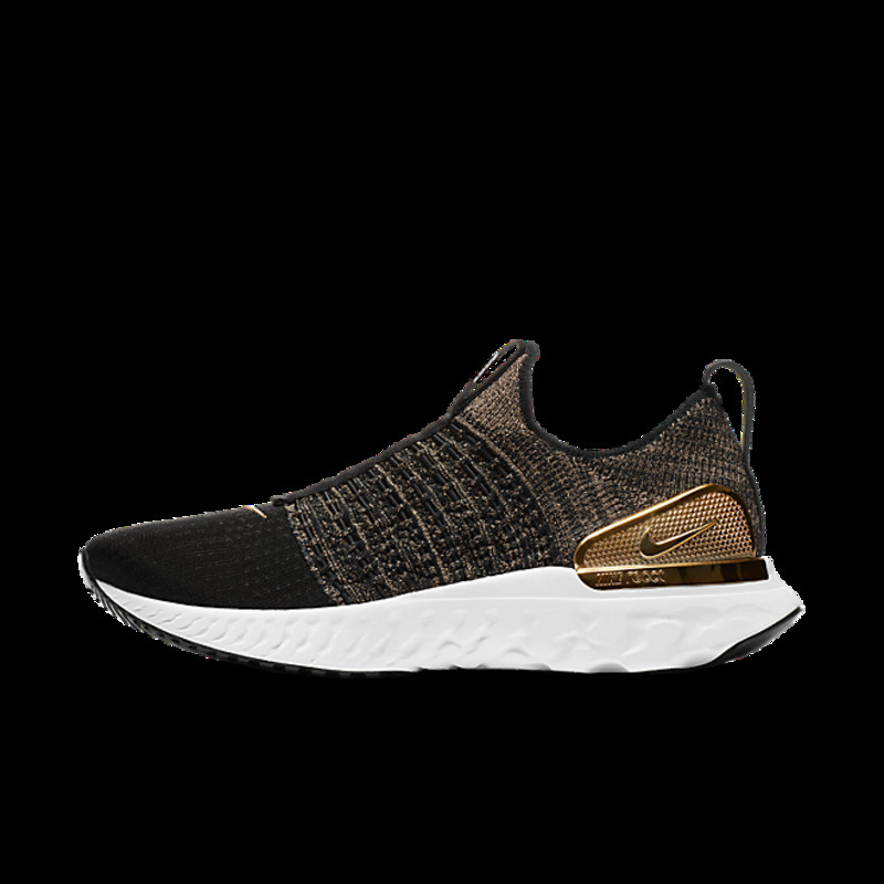Nike React Phantom Run Flyknit Premium Black Metallic Gold (W) | CZ4830-001