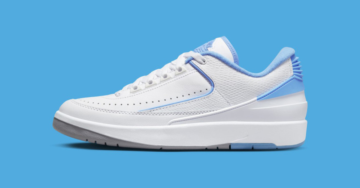 White and Blue adorn the Air Jordan 2 Low "UNC"